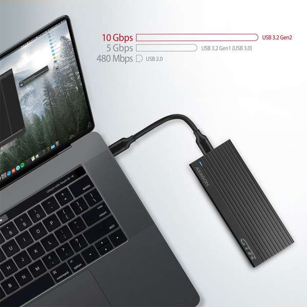 AXAGON EEM2-GTR SuperSpeed+ USB-C - NVMe M.2 THIN RIB Box Black