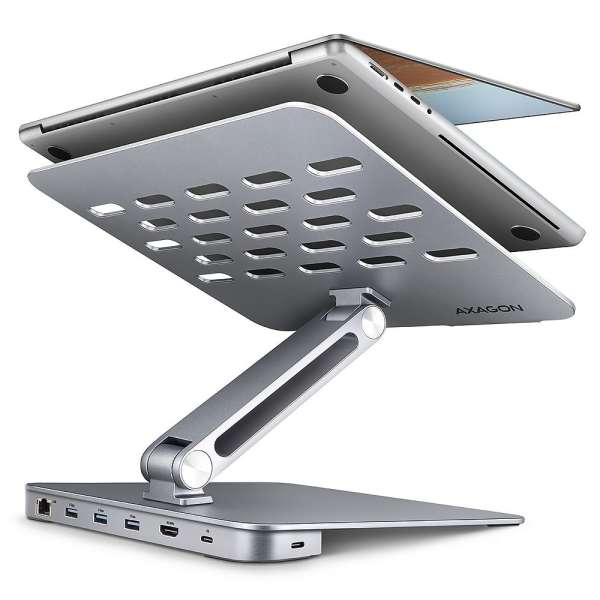 AXAGON HMC-STND Többportos USB-C 5Gbps hub és alumínium állvány laptopokhoz