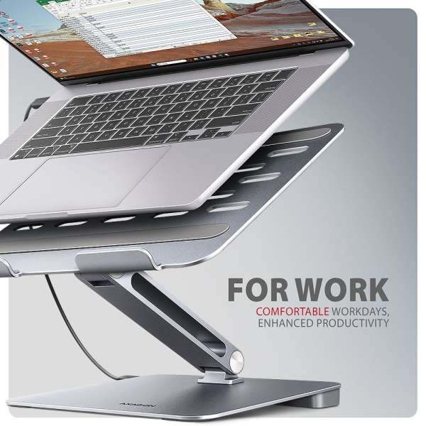 AXAGON HMC-STND Többportos USB-C 5Gbps hub és alumínium állvány laptopokhoz