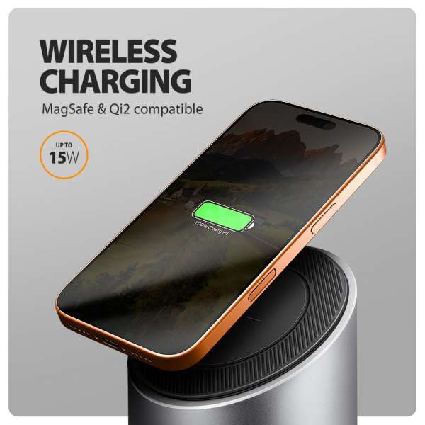 AXAGON HMC-WL9 9in1 hub USB-C 10 Gbps Wireless Charging Grey