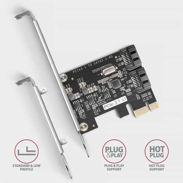 AXAGON PCES-SJ2 PCIe vezérlő 2x SATA 6G