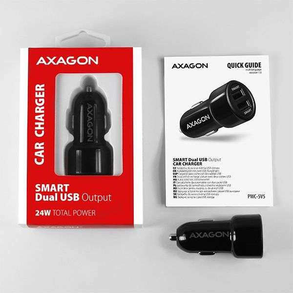 AXAGON PWC-5V5 2.4A + 2.4A Car Charger Black