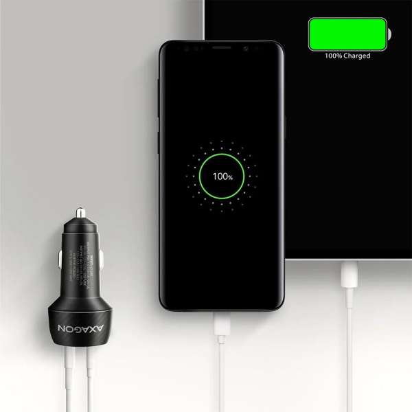 AXAGON PWC-PQ48 PD3.0 & QC4+ 2xOUTPUTS car charger 48W Black