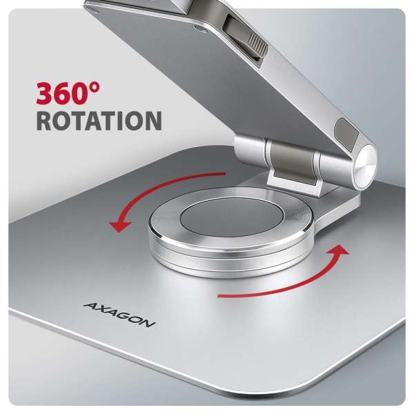 AXAGON STND-LR Alumínium állvány 360°-os forgatással 17,3" laptopokhoz Állítható magasság és szög