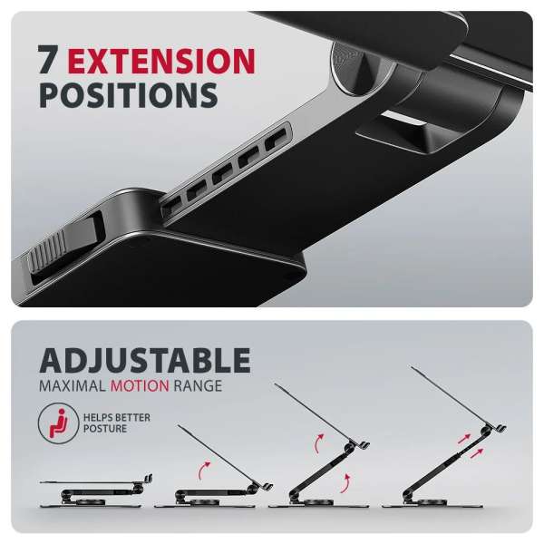 AXAGON STND-LRB stand with 360° rotation for laptops and tablets Black
