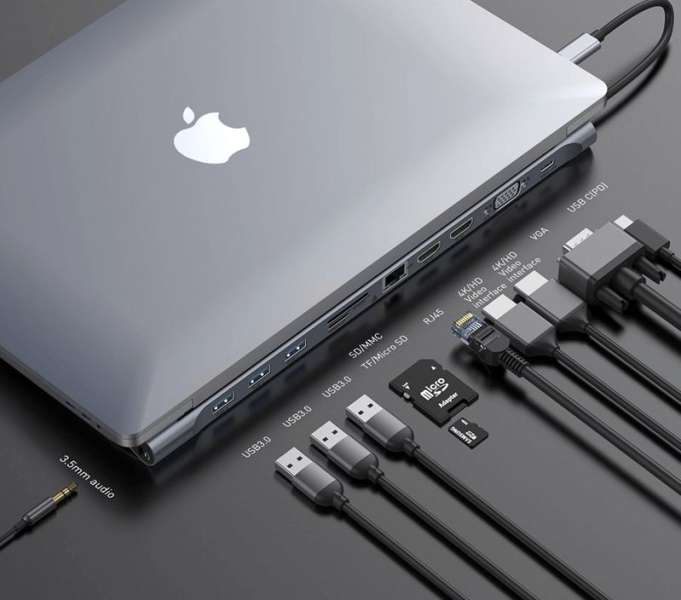 Baseus 11 in 1 Enjoyment Series USB3.0 Type-C notebook HUB adapter Grey