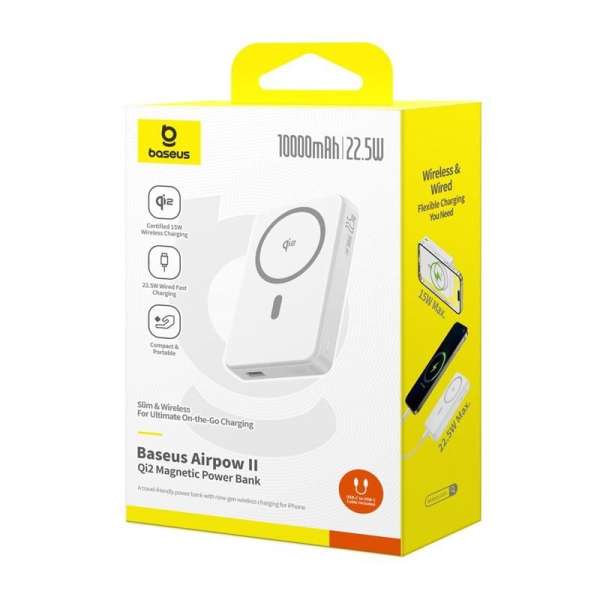 Baseus Airpow2 Qi2 Magsafe 10000mAh PowerBank White