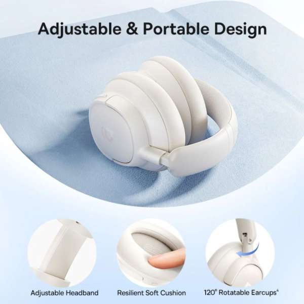 Baseus Bass BH1 NC Wireless Noise Cancelling Headphones White