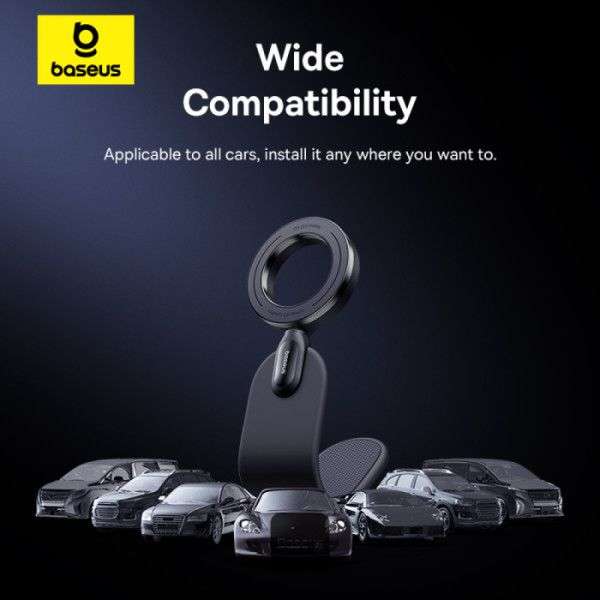 Baseus C02 Go Magnetic Car Phone Holder 360° Rotatable, Bendable Car Mount Black