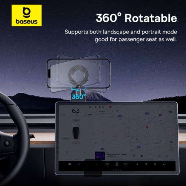 Baseus C02 Go Magnetic Car Phone Holder 360° Rotatable, Bendable Car Mount Black