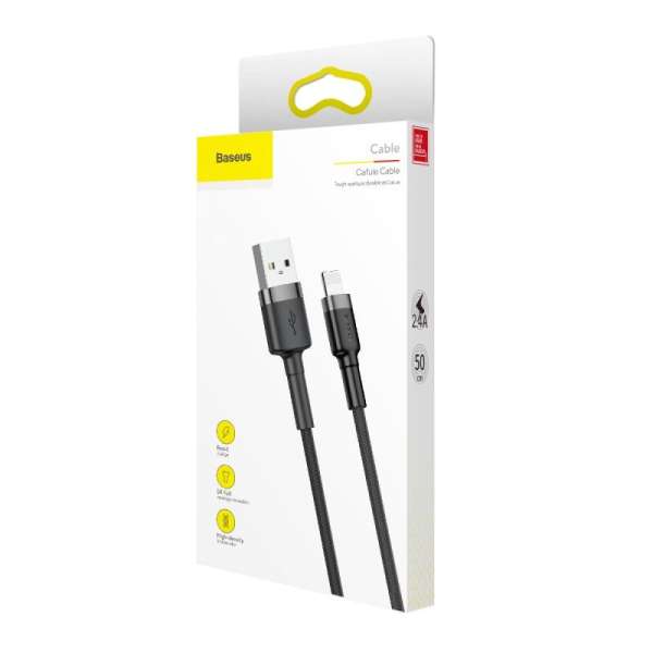 Baseus Cafule lightning Cable 2,4A 0,5m Black/Grey