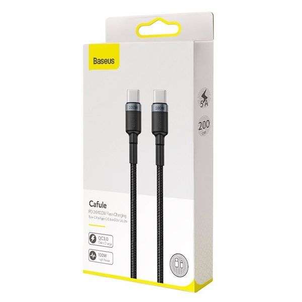 Baseus CATKLF-ALG1 Cafule Type-C/Type-C 100W Cable 2m Black/Grey
