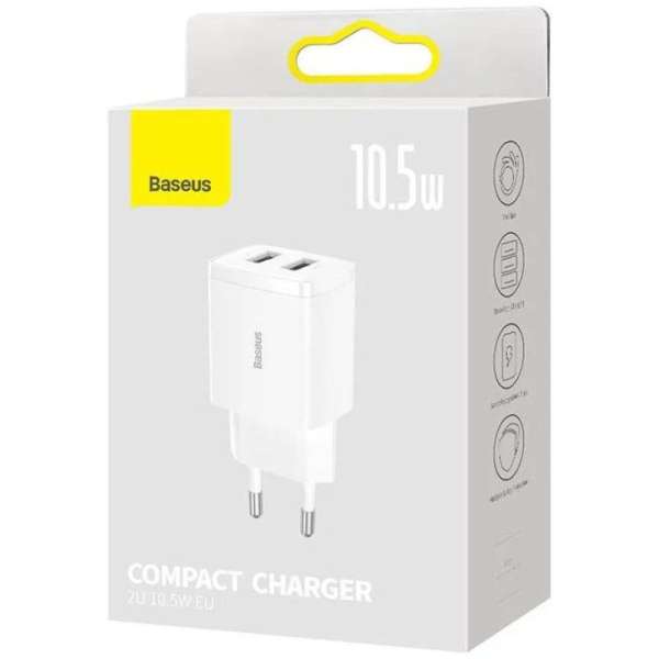 Baseus Compact töltő Quick Charger 10,5W White