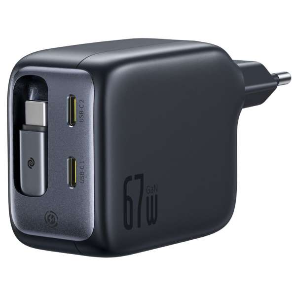 Baseus EnerCore CJ11 Charger Retractable 3C 67W EU Black