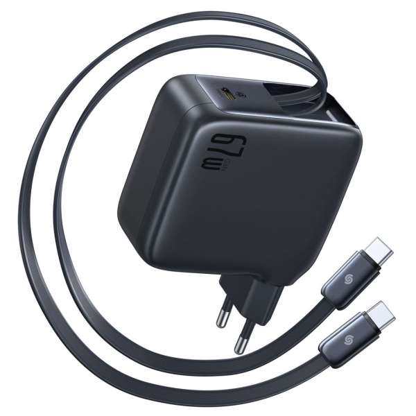 Baseus EnerCore CJ21 Charger Retractable 3C 67W EU Black