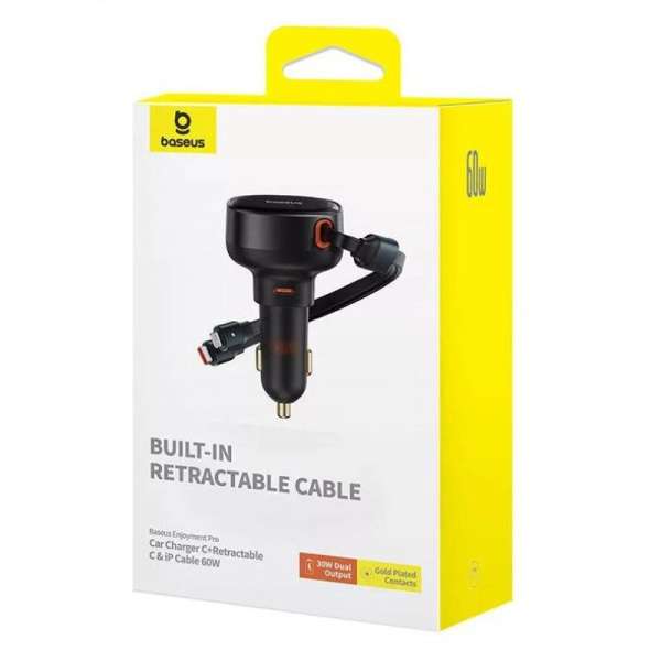 Baseus Enjoyment Pro 60W Type-C and Lightning Car Charger Black
