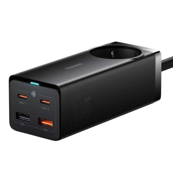 Baseus GaN3 Pro hálózati töltő 2xUSB + 2xUSB-C + AC 65W Black