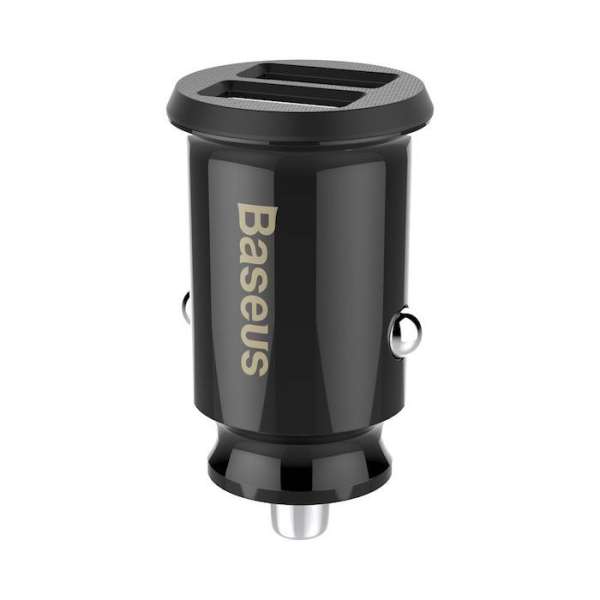 Baseus Grain Car Charger Mini Universal Smart Car Charger Black