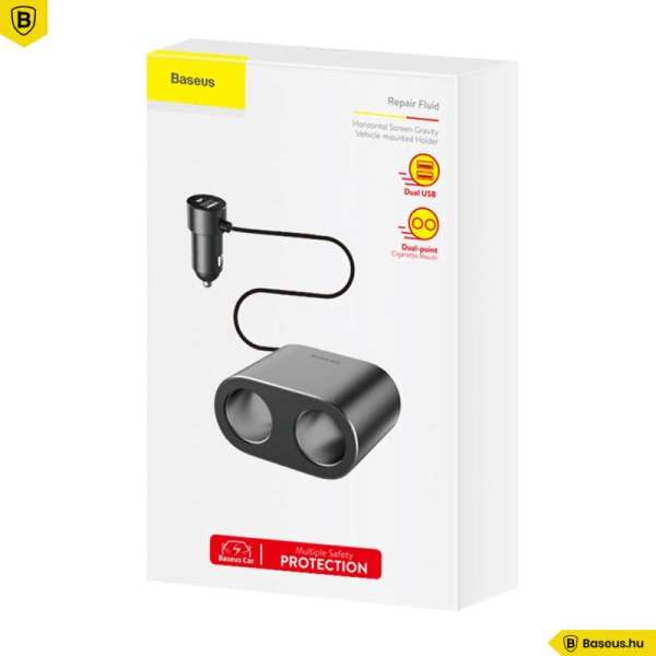 Baseus High Efficiency 2 Car Charger Black