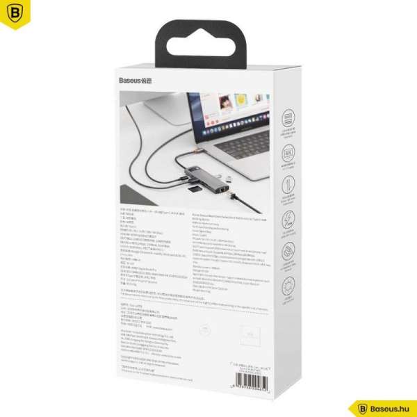 Baseus Metal Gleam Series 8in1 Docking Station Silver