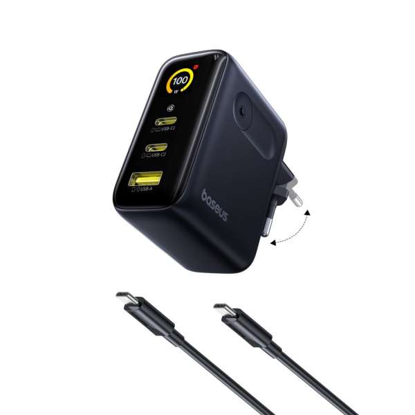 Baseus PicoGo AE21 Charger 2C+A 100W Black + Type-C 1.5m Black