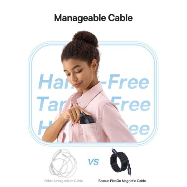 Baseus PicoGo Magnetic Charging Cable USB-C 240W 1m Black