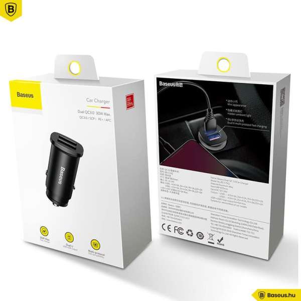 Baseus Square 2xUSB Car Charger Black