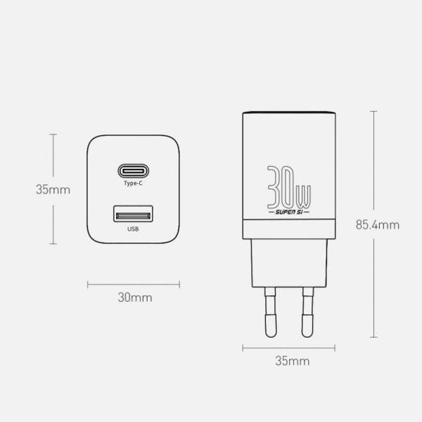 Baseus Super Si Pro 30W Wall Charger White