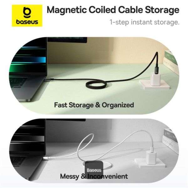 Baseus Tungsten Magnetic USB C to USB C 100W fast charging cable 1m Black
