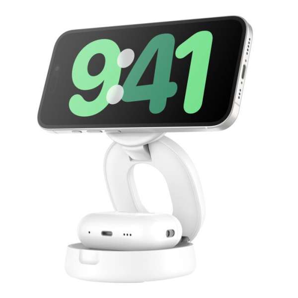 Belkin Boost Charge adjustable magsafe 2-in-1 Charger Qi2 White
