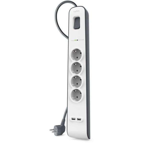 Belkin BSV401VF2M-V2 Túlfeszültségvédő Kapcsolóval 4DIN 2m White