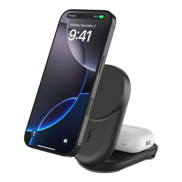 Belkin UltraCharge 25W Qi2 magnetic 2-in-1 Charger Black
