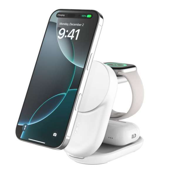 Belkin UltraCharge 25W Qi2 magnetic 3-in-1 Charger White