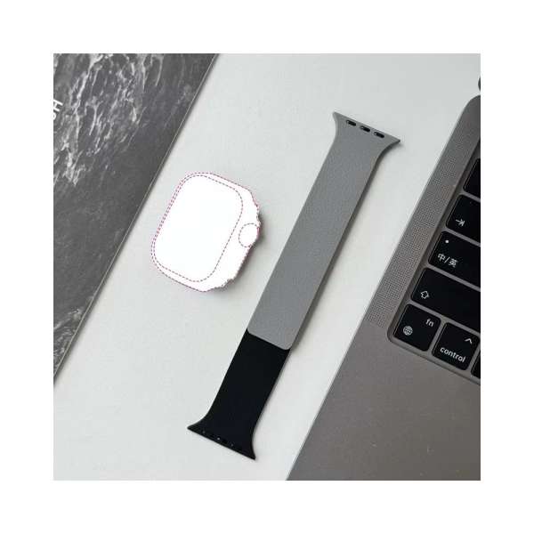BlackBird BlackBird Litchi Watch Strap for Iwatch 42/44/45/46/49mm Black/Grey