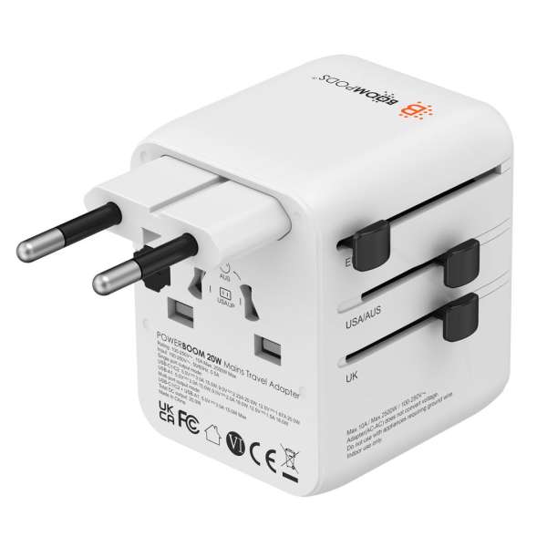 Boompods Travel POWERBOOM Worldwide Mains Charger