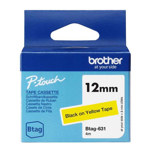 Brother BTAG-631 Címketekercs (12mm) Black on Yellow - 4m