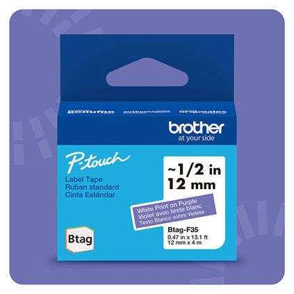 Brother BTAG-F35 Címketekercs (12mm) White on Purple - 4m