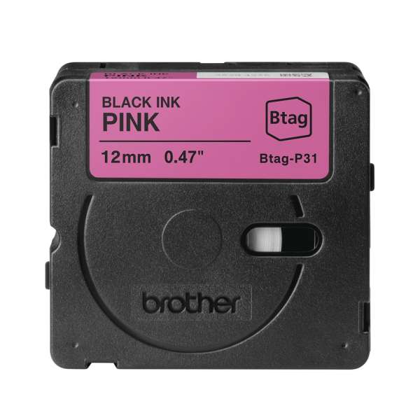 Brother BTAG-P31 Címketekercs (12mm) Black on Pink - 4m