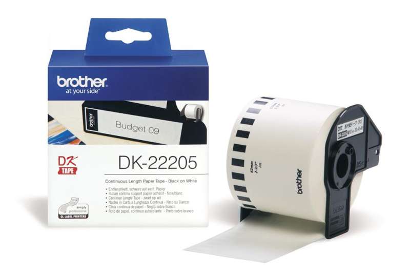 Brother DK-22205 folytonos szalagcímke 62mm x 30,48m öntapadós White