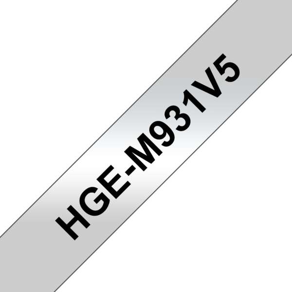 Brother HGe-M931 Laminált P-touch szalag 5db-os csomag (12mm) Black on Matt Silver - 8m