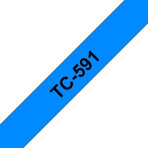Brother TC-591 laminált P-touch szalag (9mm) Black on Blue-7,7m