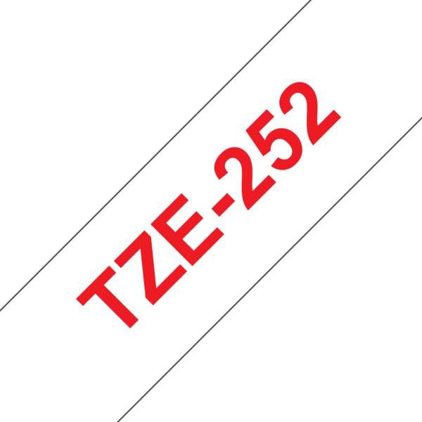 Brother TZe-252 laminált P-touch szalag (24mm) Red on White - 8m