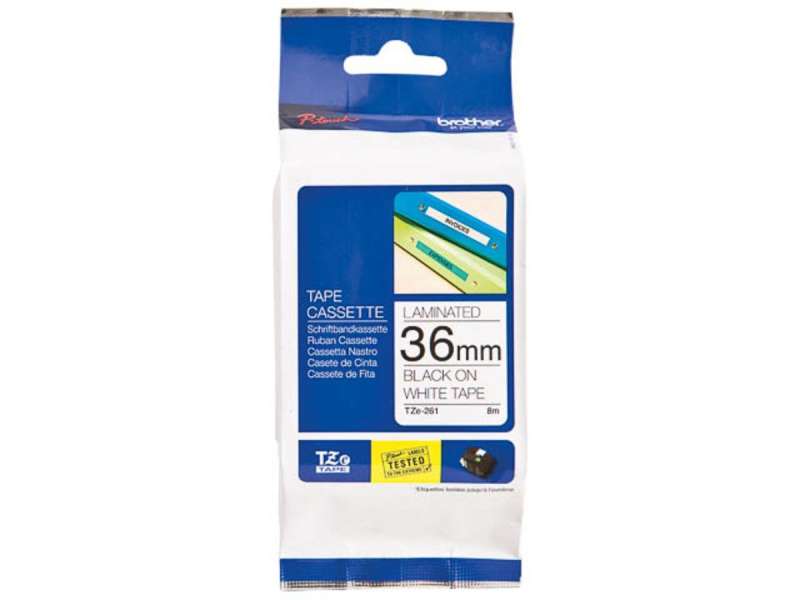 Brother TZe-261CIV laminált P-touch szalag (36mm) Black on White - 8m Bulk