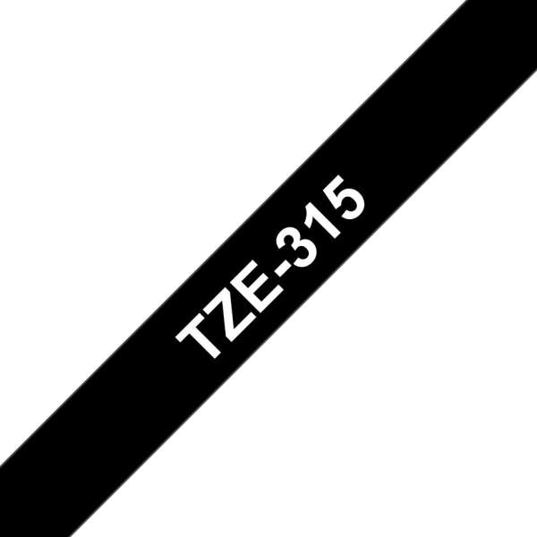 Brother TZe-315 laminált P-touch szalag (6mm) White on Black - 8m