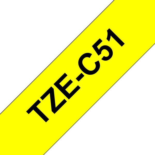 Brother TZe-C51 fluoreszkáló laminált P-touch szalag (24mm) Black on Yellow - 5m
