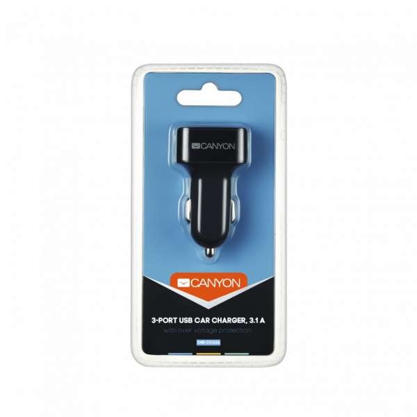 Canyon CNE-CCA06B Triple USB Car Charger 3.1A Black