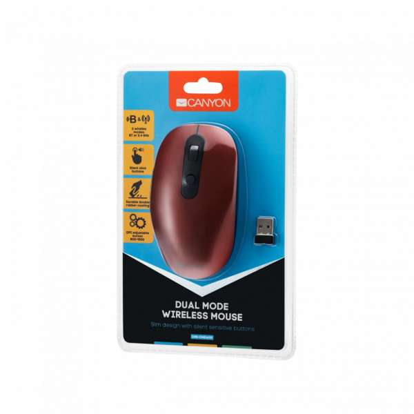 Canyon CNS-CMSW09R Dual-mode Wireless Bluetooth mouse Red