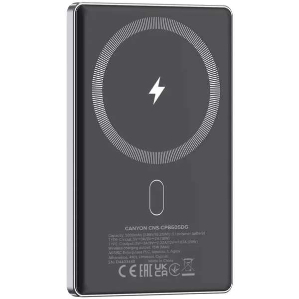 Canyon CNS-CPB505DG 5000mAh PowerBank Dark Grey