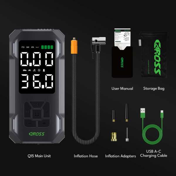 CAROSS Q15 Air Compressor + Powerbank Black