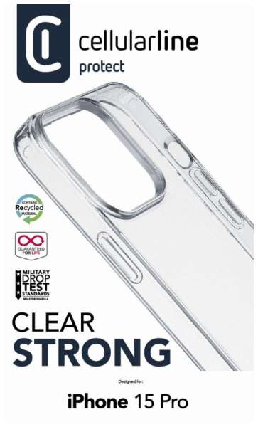 Cellularline Clear Duo back clear cover with protective frame for Apple iPhone 15 Pro